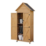 Gardeon Outdoor Storage Cabinet Cupboard Tool Organizer Shed Adjustable Natural