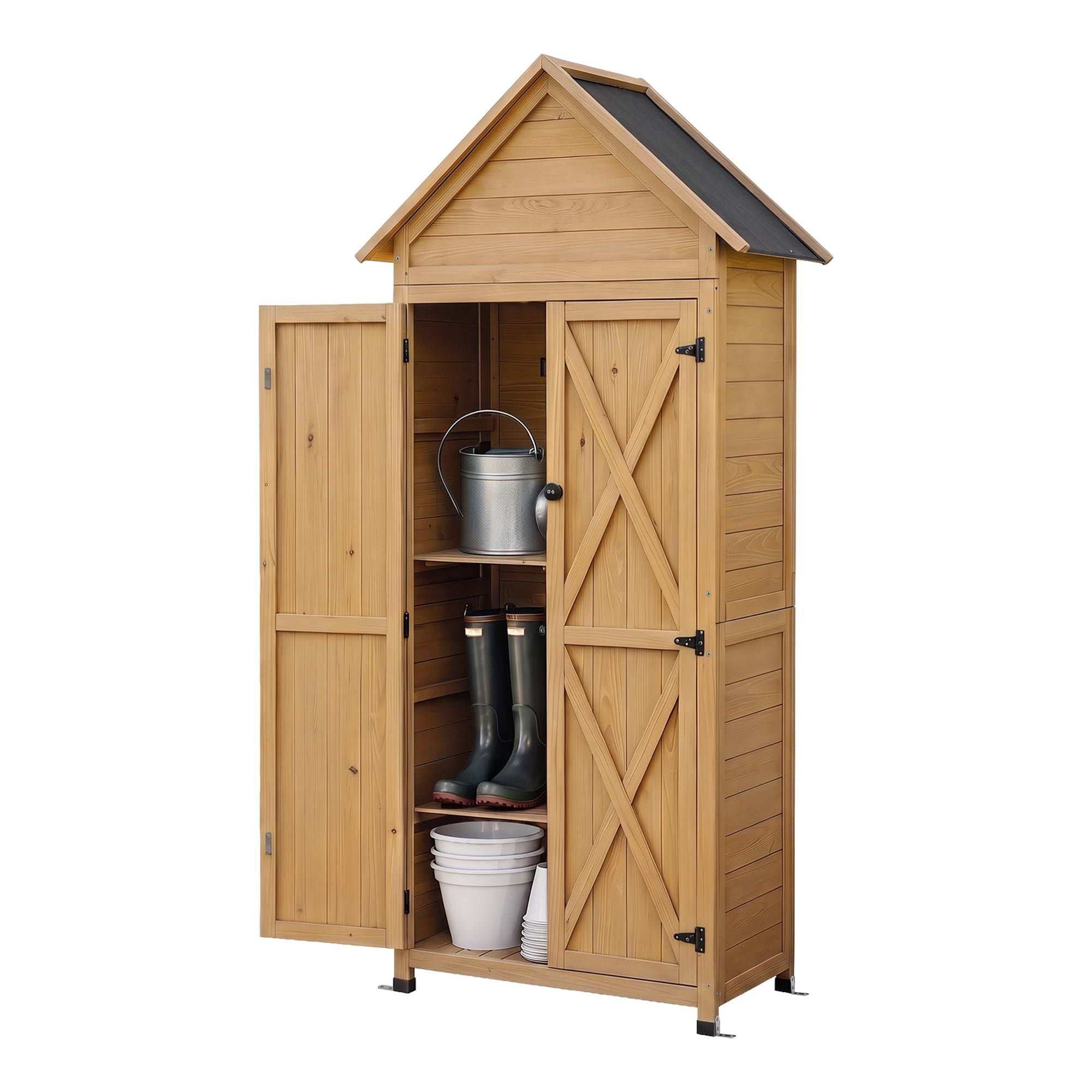 Gardeon Outdoor Storage Cabinet Cupboard Tool Organizer Shed Adjustable Natural