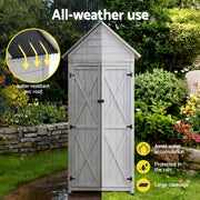 Gardeon Outdoor Storage Cabinet Cupboard Lockable Tool Organizer Shed Adjustable Grey OSC-CABI-WOOD-DD-GE