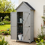 Gardeon Outdoor Storage Cabinet Cupboard Lockable Tool Organizer Shed Adjustable Grey OSC-CABI-WOOD-DD-GE
