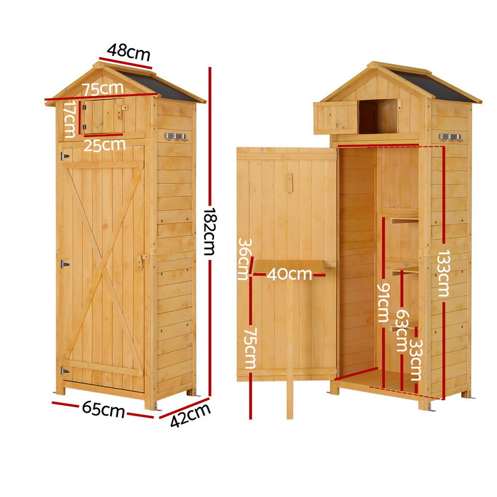 Gardeon Outdoor Storage Cabinet Cupboard Folding Table Tool Organizer Shed Adjustable OSC-CABI-WOOD-TB-NTL