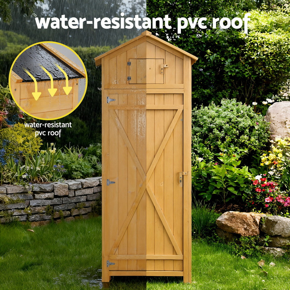 Gardeon Outdoor Storage Cabinet Cupboard Folding Table Tool Organizer Shed Adjustable OSC-CABI-WOOD-TB-NTL