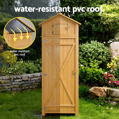 Gardeon Outdoor Storage Cabinet Cupboard Folding Table Tool Organizer Shed Adjustable OSC-CABI-WOOD-TB-NTL