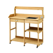 Gardeon Outdoor Potting Bench Table Storage Cabinet Potters Garden Workstation Natural