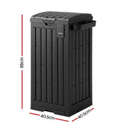 Gardeon Outdoor Trash Cans Polypropylene Patio Hideaway Bin 110L Black