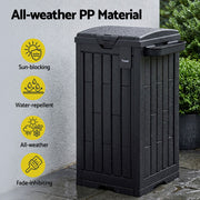 Gardeon Outdoor Trash Cans Polypropylene Patio Hideaway Bin 110L Black