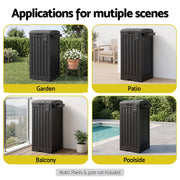 Gardeon Outdoor Trash Cans Polypropylene Patio Hideaway Bin 110L Black