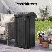 Gardeon Outdoor Trash Cans Polypropylene Patio Hideaway Bin 110L Black