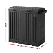 Gardeon Outdoor Trash Cans Dual Compartment Trash Can 220L Black