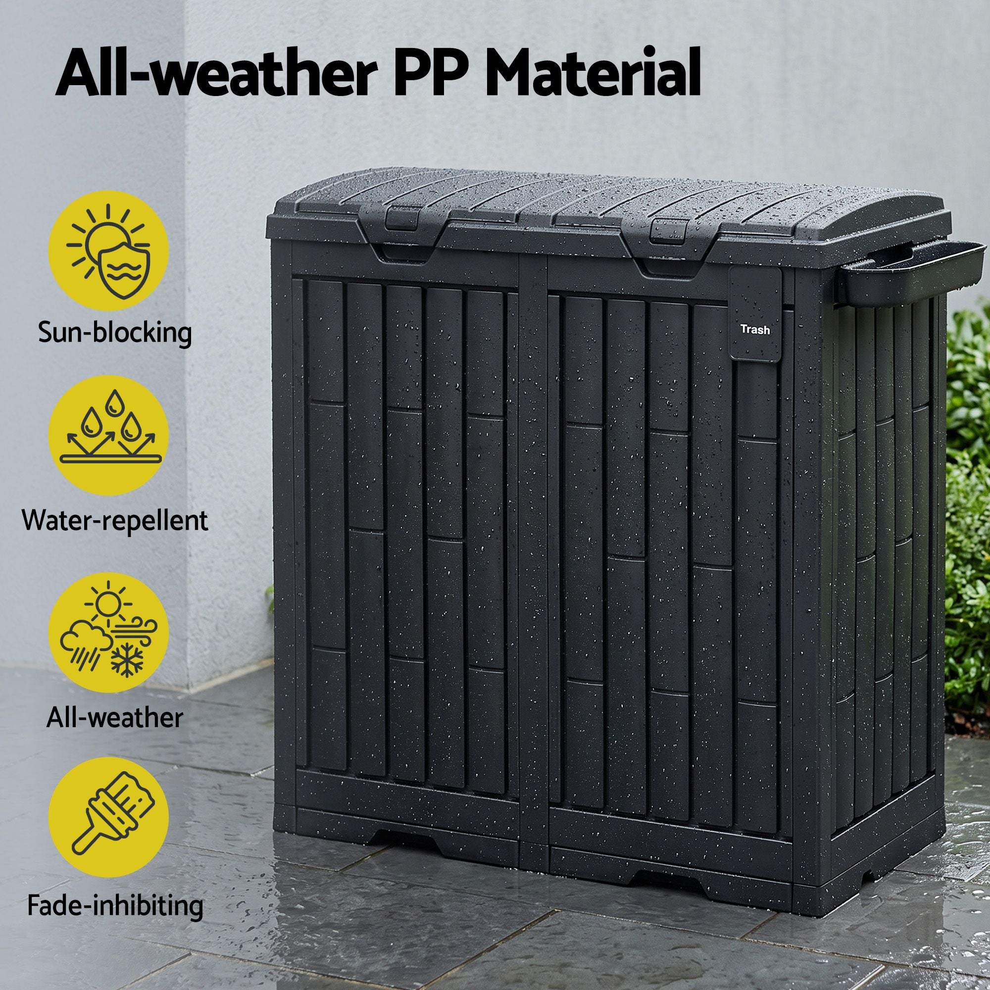 Gardeon Outdoor Trash Cans Dual Compartment Trash Can 220L Black