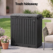 Gardeon Outdoor Trash Cans Dual Compartment Trash Can 220L Black