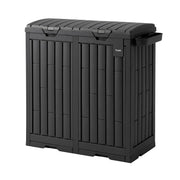 Gardeon Outdoor Trash Cans Dual Compartment Trash Can 220L Black