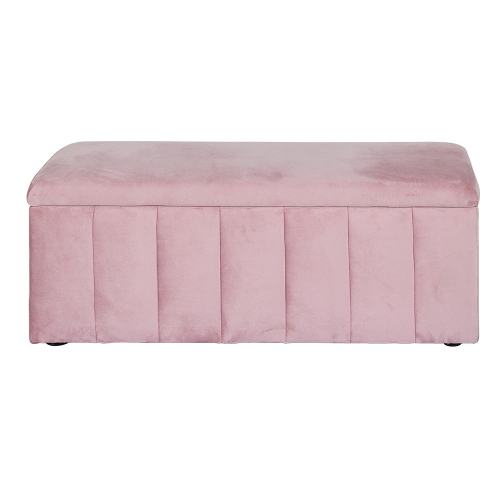 Artiss Storage Ottoman Blanket Box 103cm Velvet Pink OTM-8101-VEL-PK