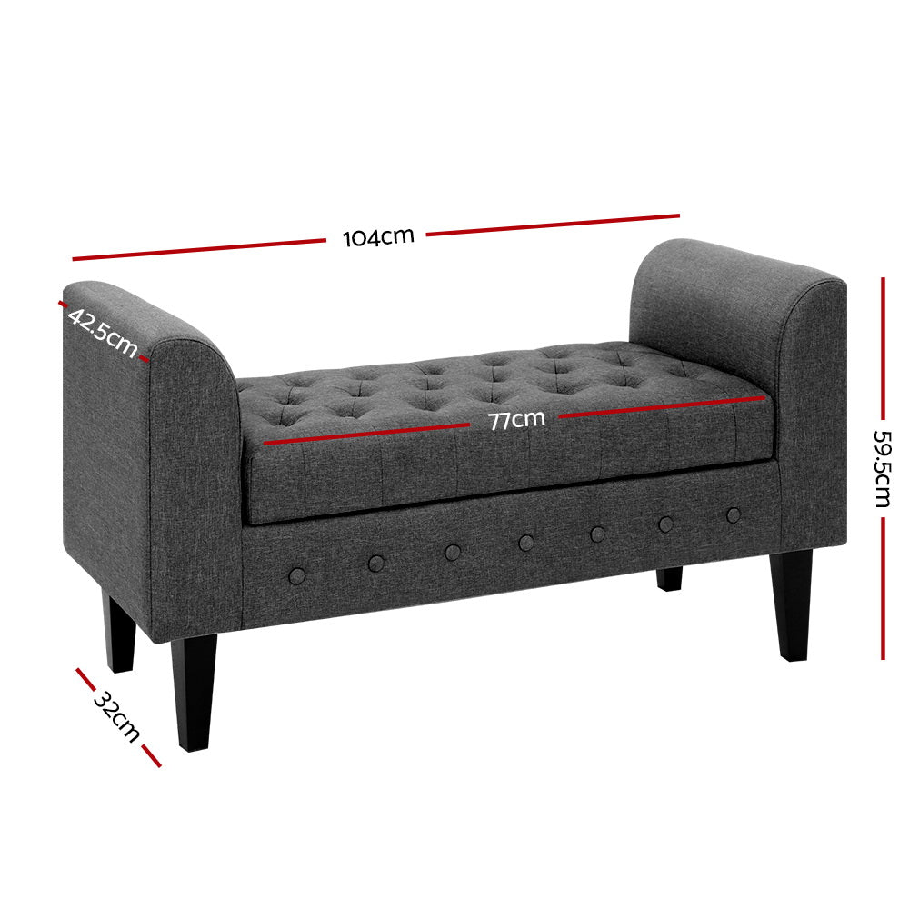 Artiss Storage Ottoman Blanket Box 104cm Linen Grey OTM-A1-H16-GY