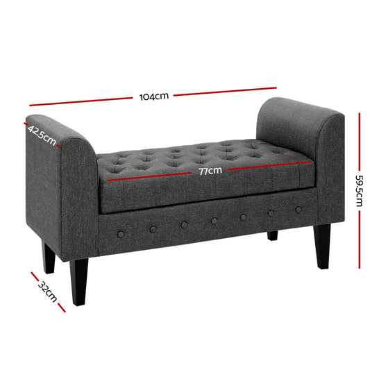 Artiss Storage Ottoman Blanket Box 104cm Linen Grey OTM-A1-H16-GY