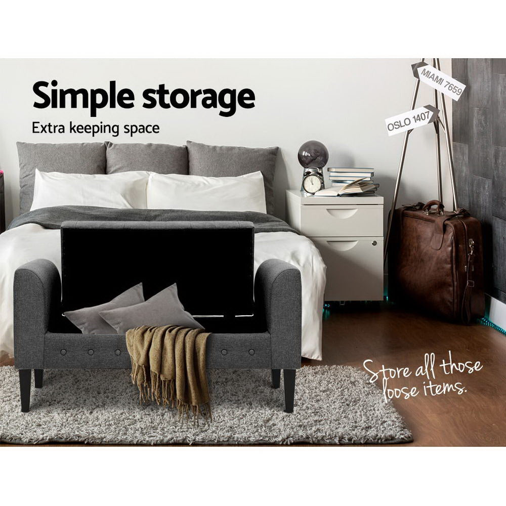 Artiss Storage Ottoman Blanket Box 104cm Linen Grey OTM-A1-H16-GY