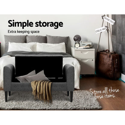Artiss Storage Ottoman Blanket Box 104cm Linen Grey OTM-A1-H16-GY