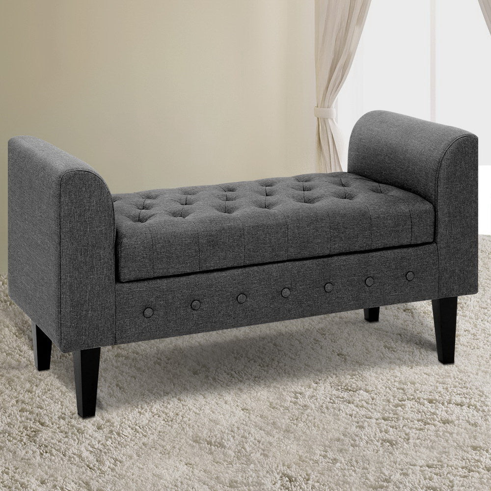 Artiss Storage Ottoman Blanket Box 104cm Linen Grey OTM-A1-H16-GY