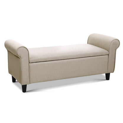 Artiss Storage Ottoman Blanket Box 125cm Arm Linen Beige