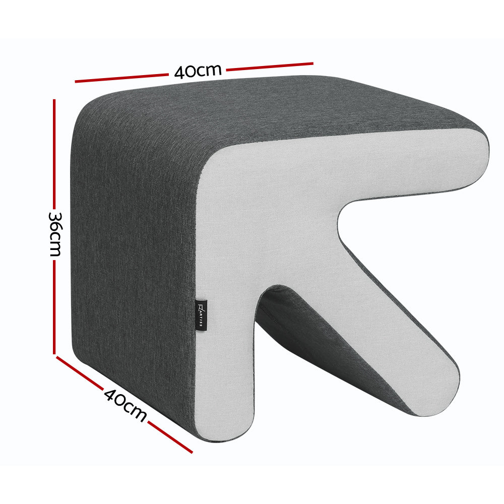 Artiss Ottoman Foot Stool Arrow Linen Grey OTM-ARROW-LINEN-GY
