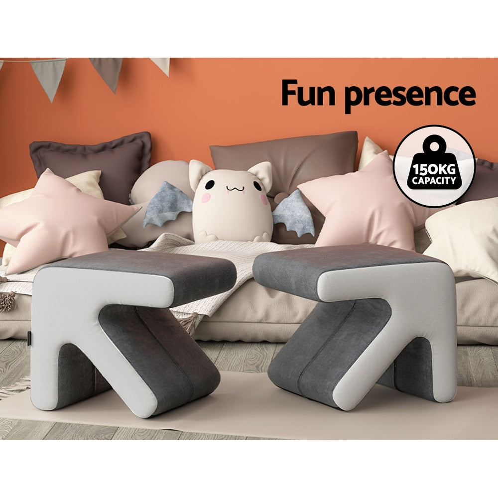 Artiss Ottoman Foot Stool Arrow Linen Grey OTM-ARROW-LINEN-GY