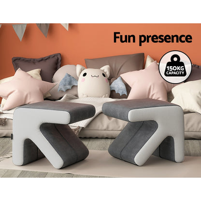 Artiss Ottoman Foot Stool Arrow Linen Grey OTM-ARROW-LINEN-GY