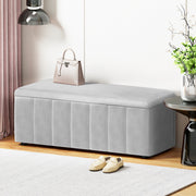 Artiss Storage Ottoman Blanket Box Velvet Grey 103cm OTM-B-8101-VEL-GY