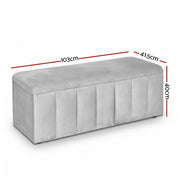 Artiss Storage Ottoman Blanket Box Velvet Grey 103cm OTM-B-8101-VEL-GY