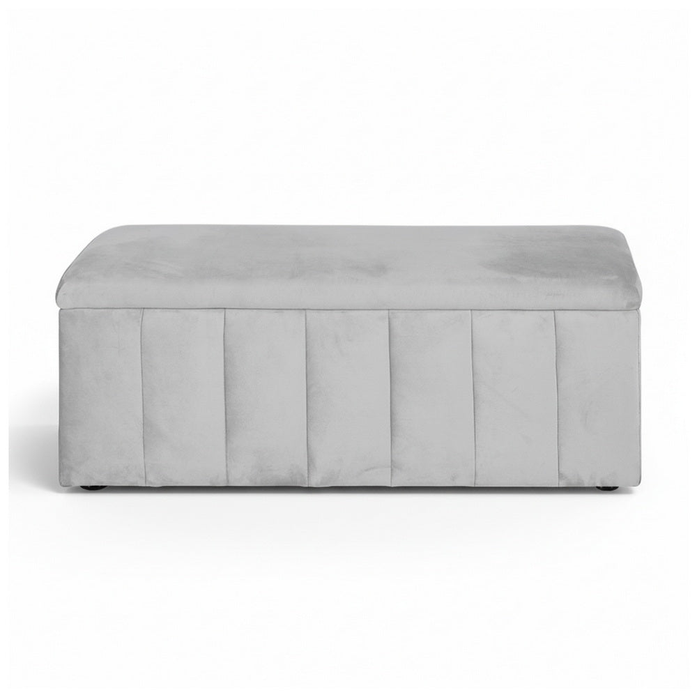 Artiss Storage Ottoman Blanket Box Velvet Grey 103cm OTM-B-8101-VEL-GY