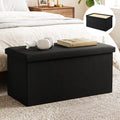 Artiss Storage Ottoman Bench Folding Blanket Box Toy Organiser Foot Stool Black OTM-C-COF-LIN-BK