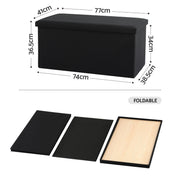 Artiss Storage Ottoman Bench Folding Blanket Box Toy Organiser Foot Stool Black OTM-C-COF-LIN-BK