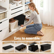 Artiss Storage Ottoman Bench Folding Blanket Box Toy Organiser Foot Stool Black OTM-C-COF-LIN-BK