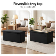 Artiss Storage Ottoman Bench Folding Blanket Box Toy Organiser Foot Stool Black OTM-C-COF-LIN-BK