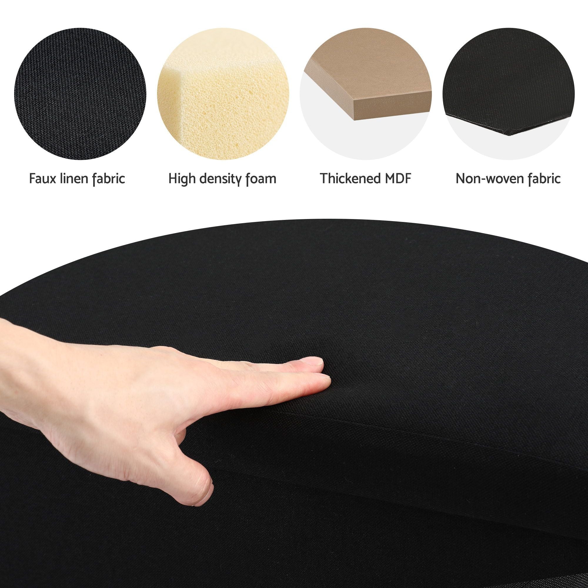 Artiss Storage Ottoman Bench Folding Blanket Box Toy Organiser Foot Stool Black OTM-C-COF-LIN-BK