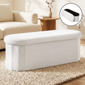Artiss Storage Ottoman Foot Stool Rest Boucle Fabric Foldable White OTM-C-OVL-TED-WH