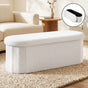 Artiss Storage Ottoman Foot Stool Rest Boucle Fabric Foldable White OTM-C-OVL-TED-WH