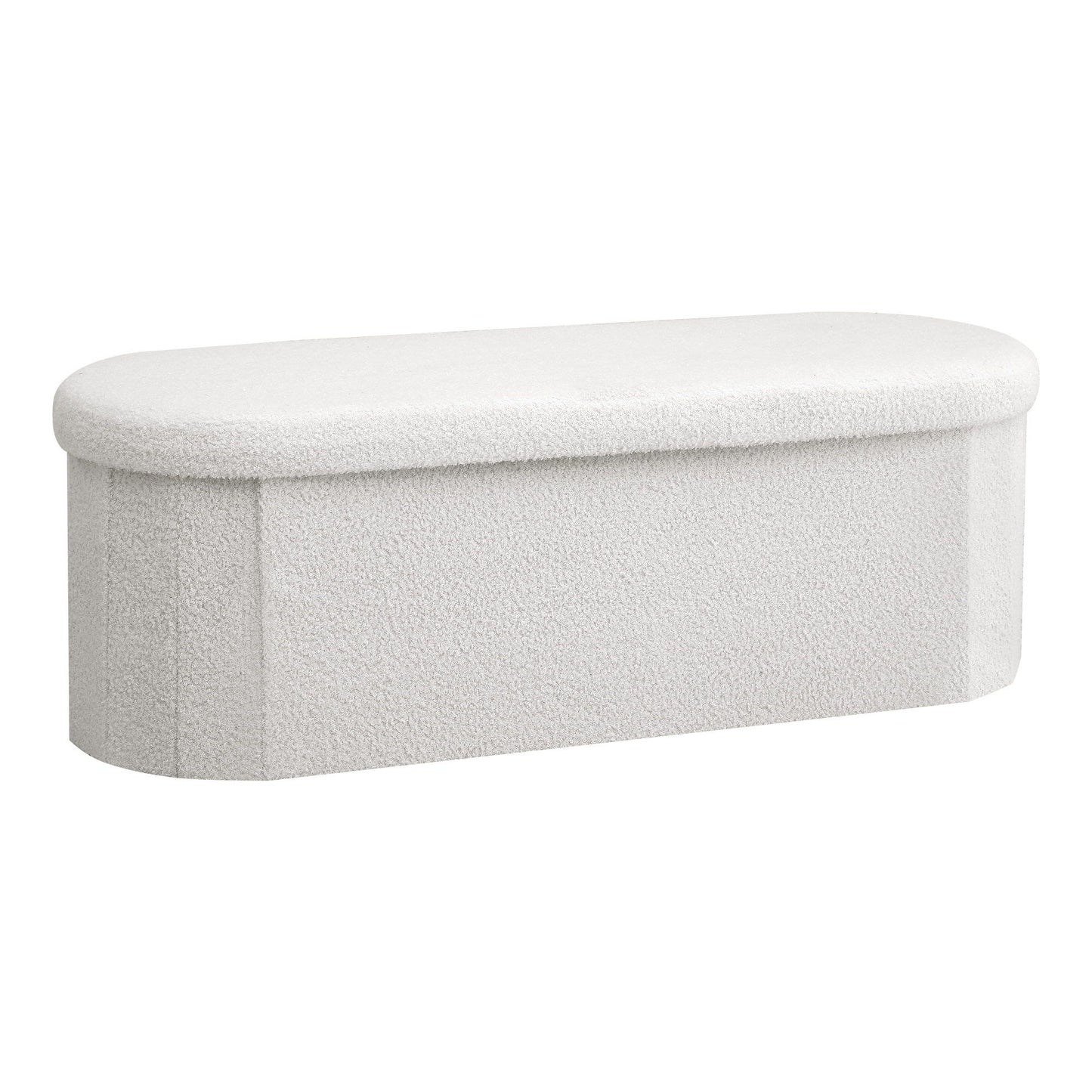 Artiss Storage Ottoman Foot Stool Rest Boucle Fabric Foldable White OTM-C-OVL-TED-WH