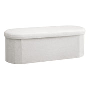 Artiss Storage Ottoman Foot Stool Rest Boucle Fabric Foldable White OTM-C-OVL-TED-WH