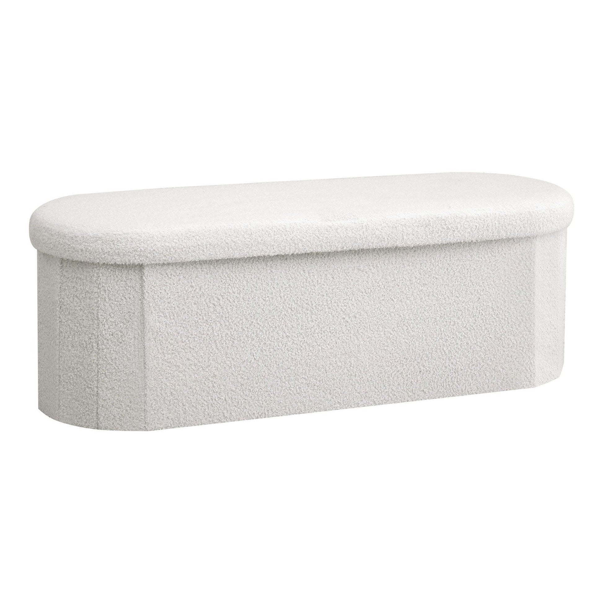 Artiss Storage Ottoman Foot Stool Rest Boucle Fabric Foldable White OTM-C-OVL-TED-WH