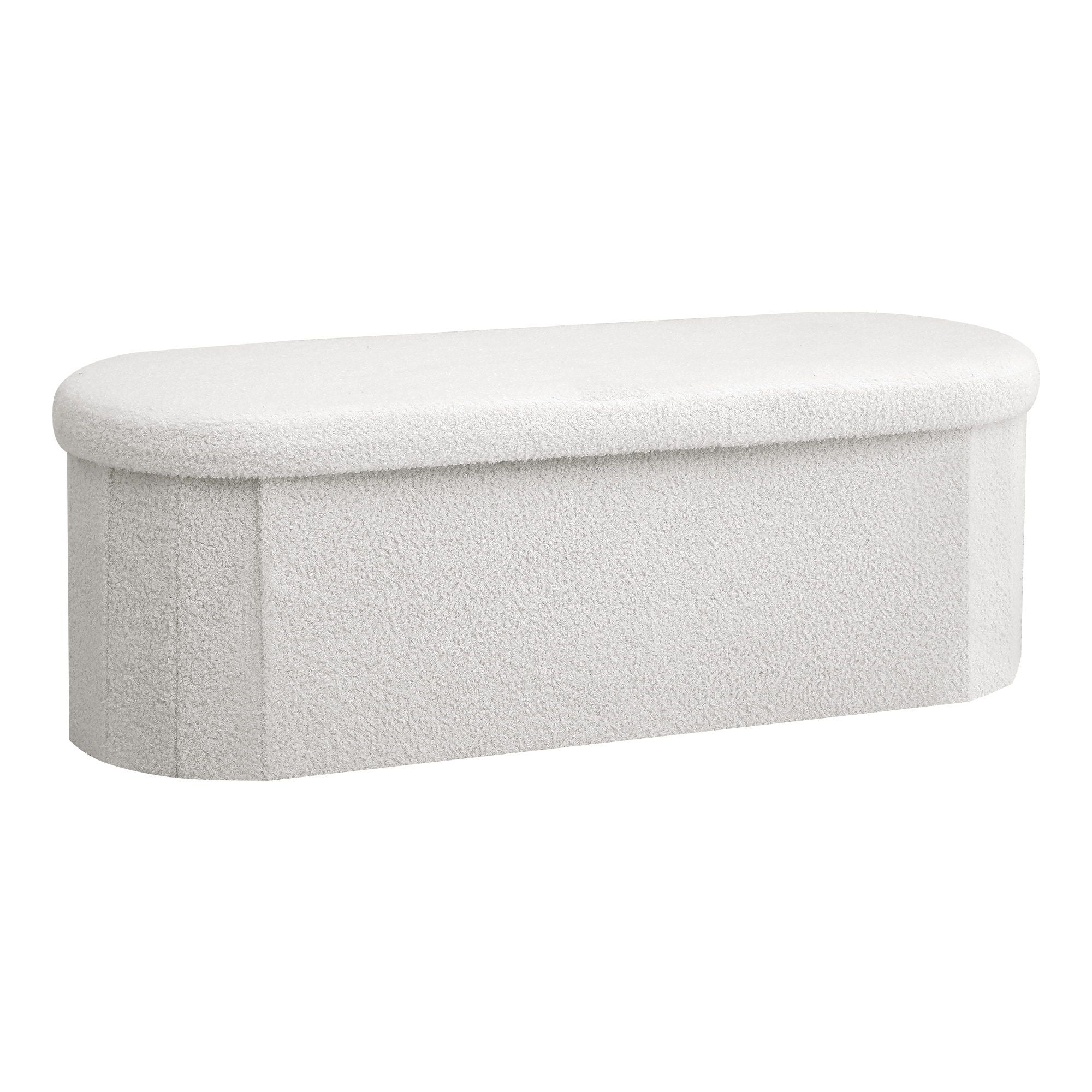 Artiss Storage Ottoman Foot Stool Rest Boucle Fabric Foldable White OTM-C-OVL-TED-WH