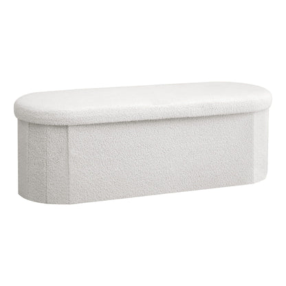 Artiss Storage Ottoman Foot Stool Rest Boucle Fabric Foldable White OTM-C-OVL-TED-WH