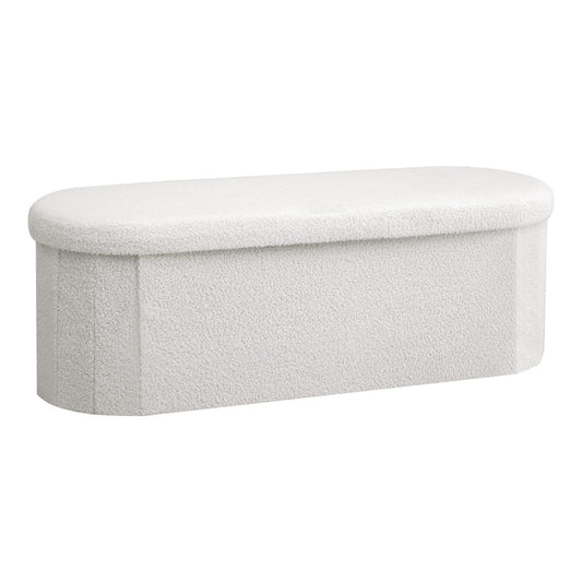 Artiss Storage Ottoman Foot Stool Rest Boucle Fabric Foldable White OTM-C-OVL-TED-WH