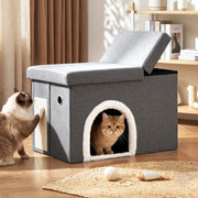 Artiss Storage Ottoman Foot Stool Cat Litter Box Enclosure Foldable Grey OTM-C-PET-FB-GY