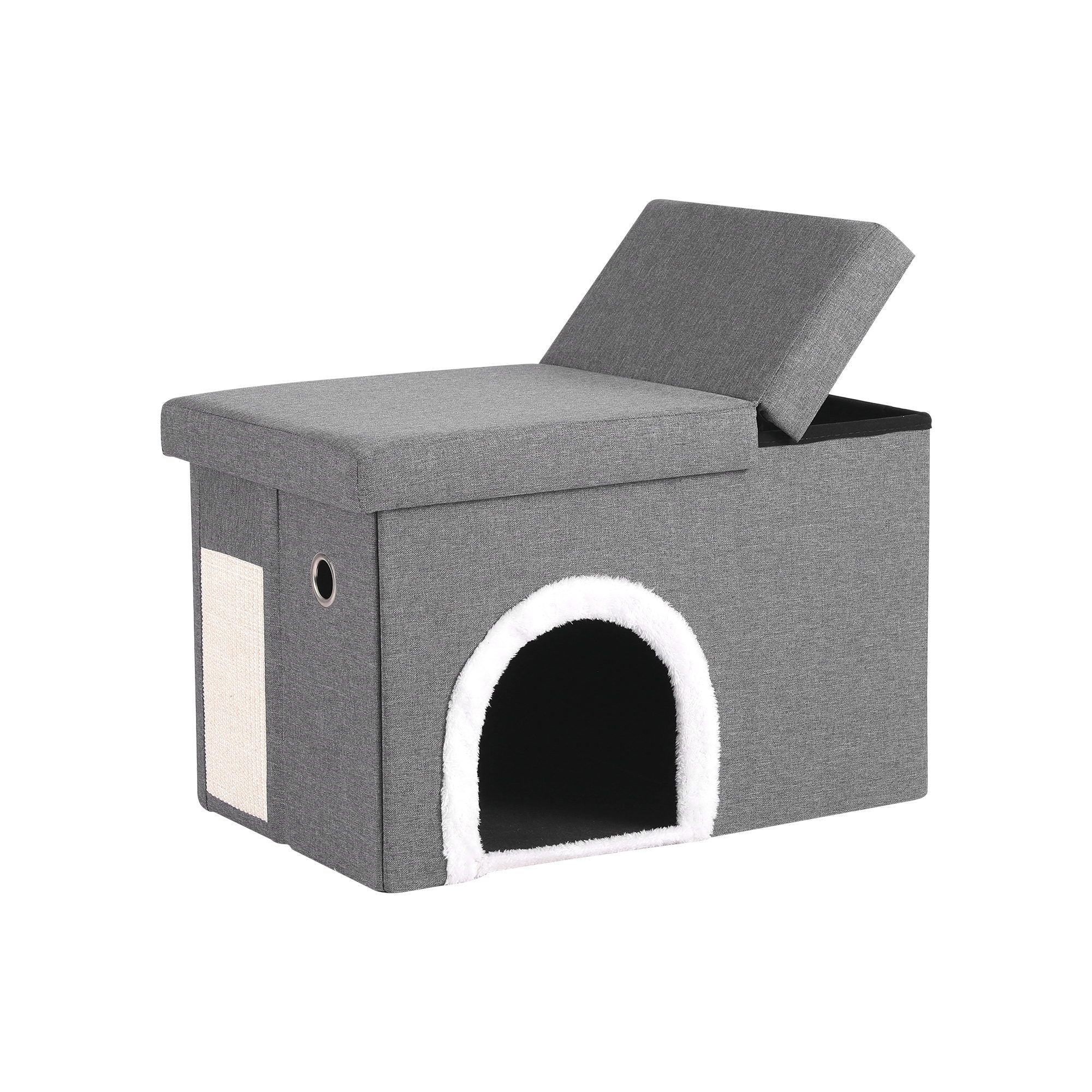 Artiss Storage Ottoman Foot Stool Cat Litter Box Enclosure Foldable Grey OTM-C-PET-FB-GY