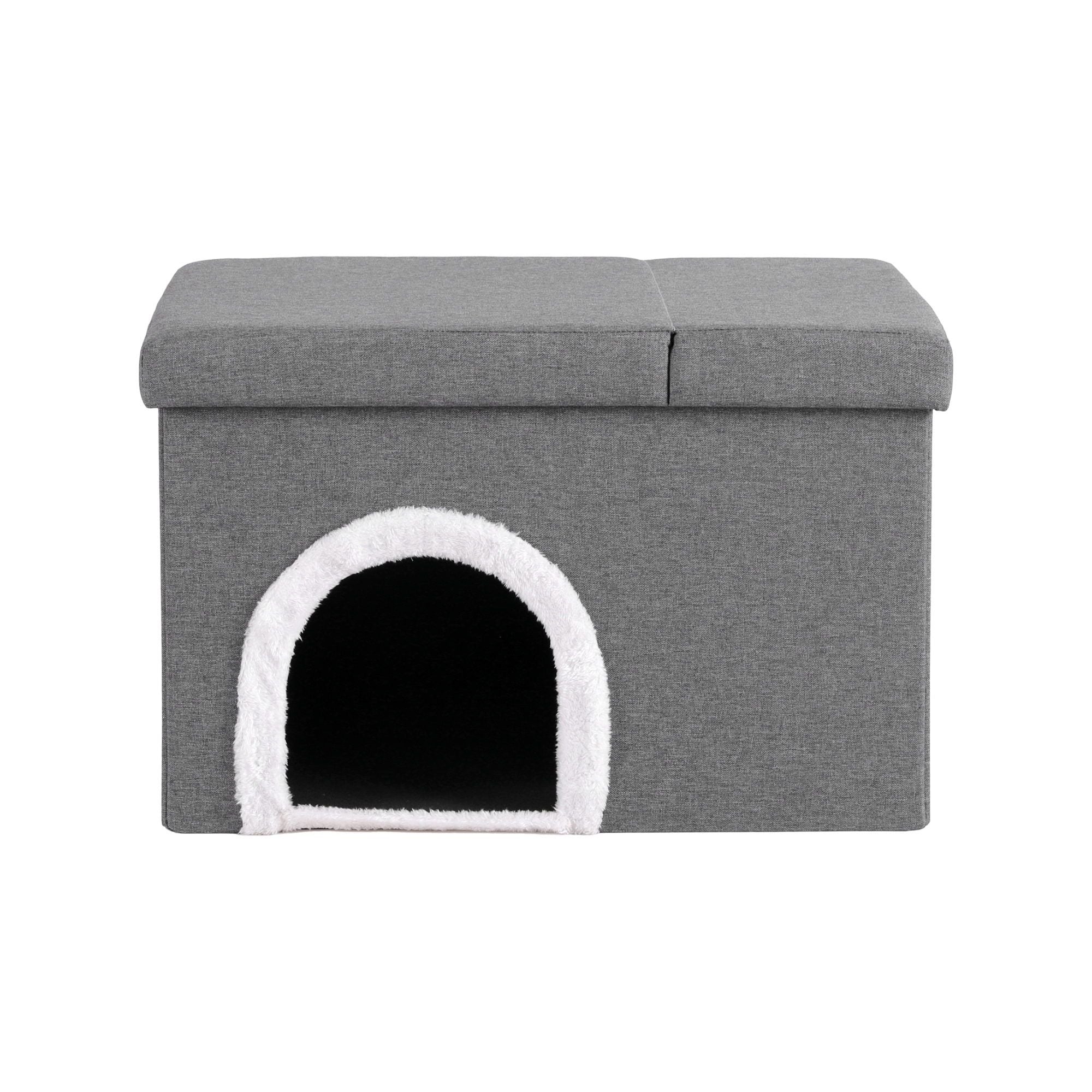 Artiss Storage Ottoman Foot Stool Cat Litter Box Enclosure Foldable Grey OTM-C-PET-FB-GY