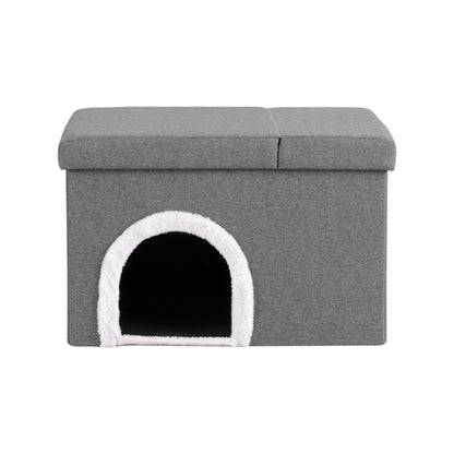 Artiss Storage Ottoman Foot Stool Cat Litter Box Enclosure Foldable Grey OTM-C-PET-FB-GY