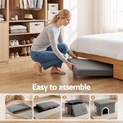 Artiss Storage Ottoman Foot Stool Cat Litter Box Enclosure Foldable Grey OTM-C-PET-FB-GY