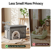 Artiss Storage Ottoman Foot Stool Cat Litter Box Enclosure Foldable Grey OTM-C-PET-FB-GY