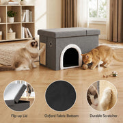 Artiss Storage Ottoman Foot Stool Cat Litter Box Enclosure Foldable Grey OTM-C-PET-FB-GY