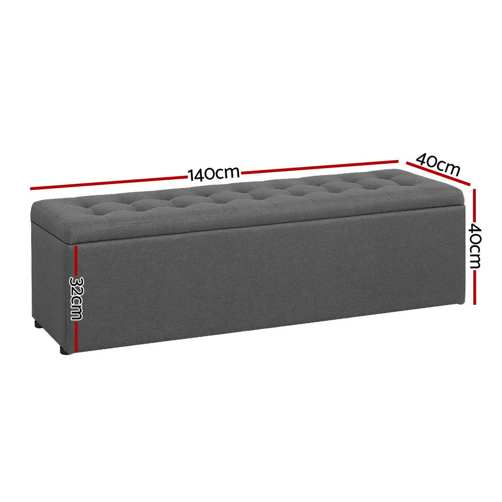 Artiss Storage Ottoman Blanket Box 140cm Linen Dark Grey OTM-L140-DA-GY-AB